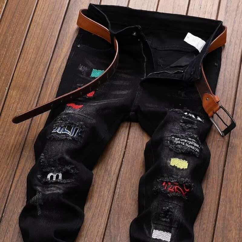 Streetwear Brand Designs - Koreanische Mode Streetwear Marke Zerrissene Jeans