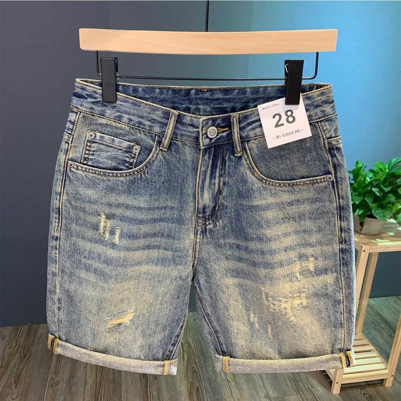 Streetwear Brand Pants - High Street Zerrissene Denim Shorts Männer