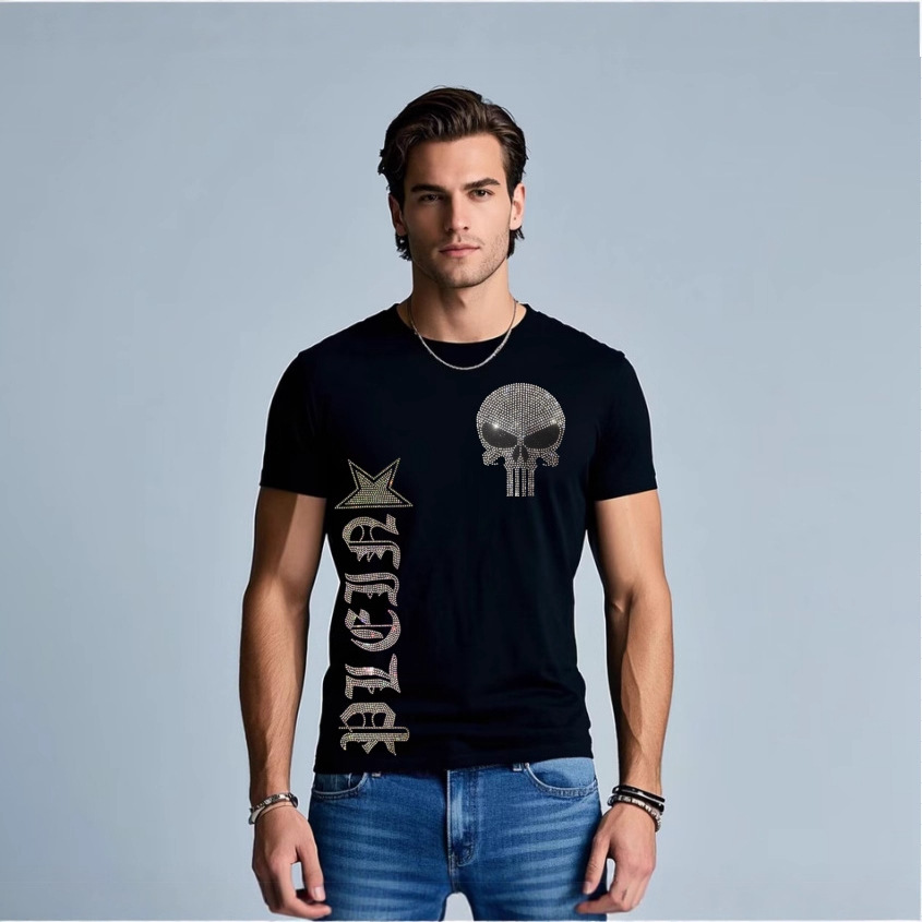 Streetwear Clothing Brand - 2025 neue Schädel Strass Kurzarm T